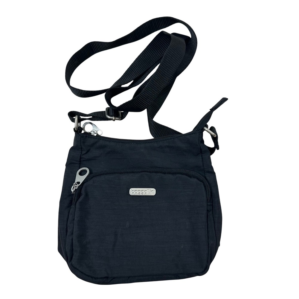 Baggallini Black Nylon Crossbody Bag Small Everyday Organizer Travel Purse